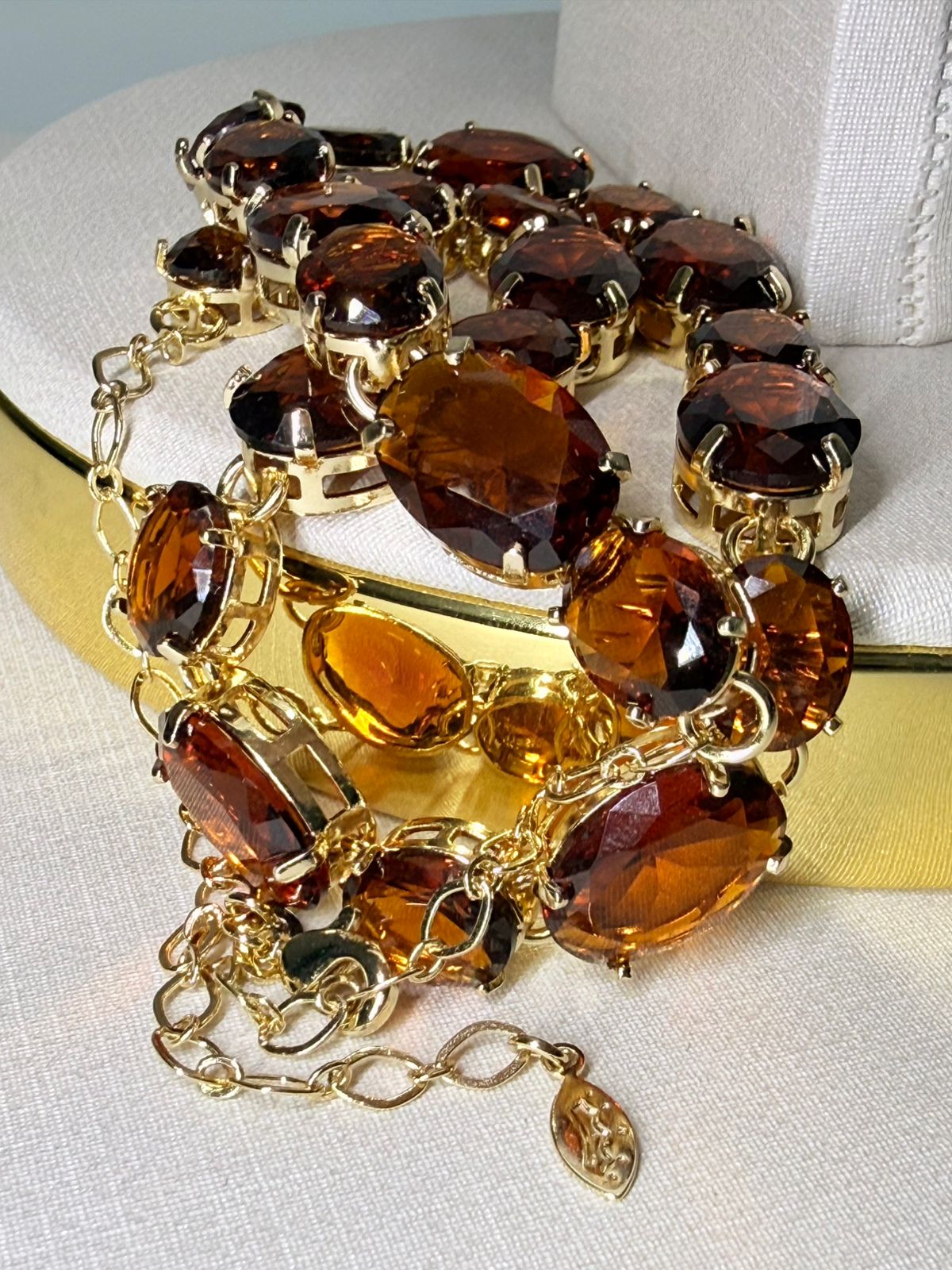 Riviera Cristal Intercalada Brown - Revestida em Banho de 18K - Imagem 5