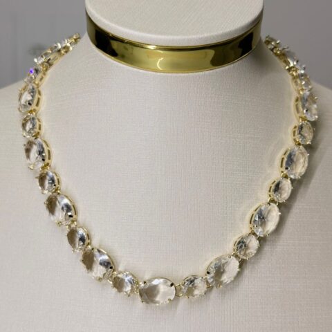 Riviera Cristal Intercalada - Revestida em Banho de 18K