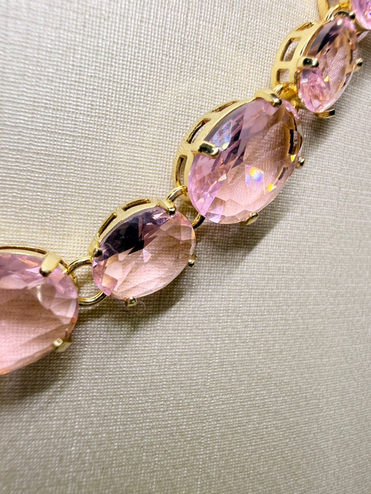 Riviera Cristal Intercalada Rosa - Revestida em Banho de 18K - Imagem 2