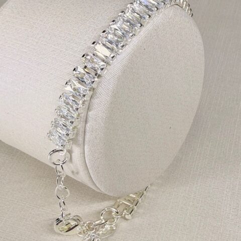 Pulseira Baguete Cristal Rodio